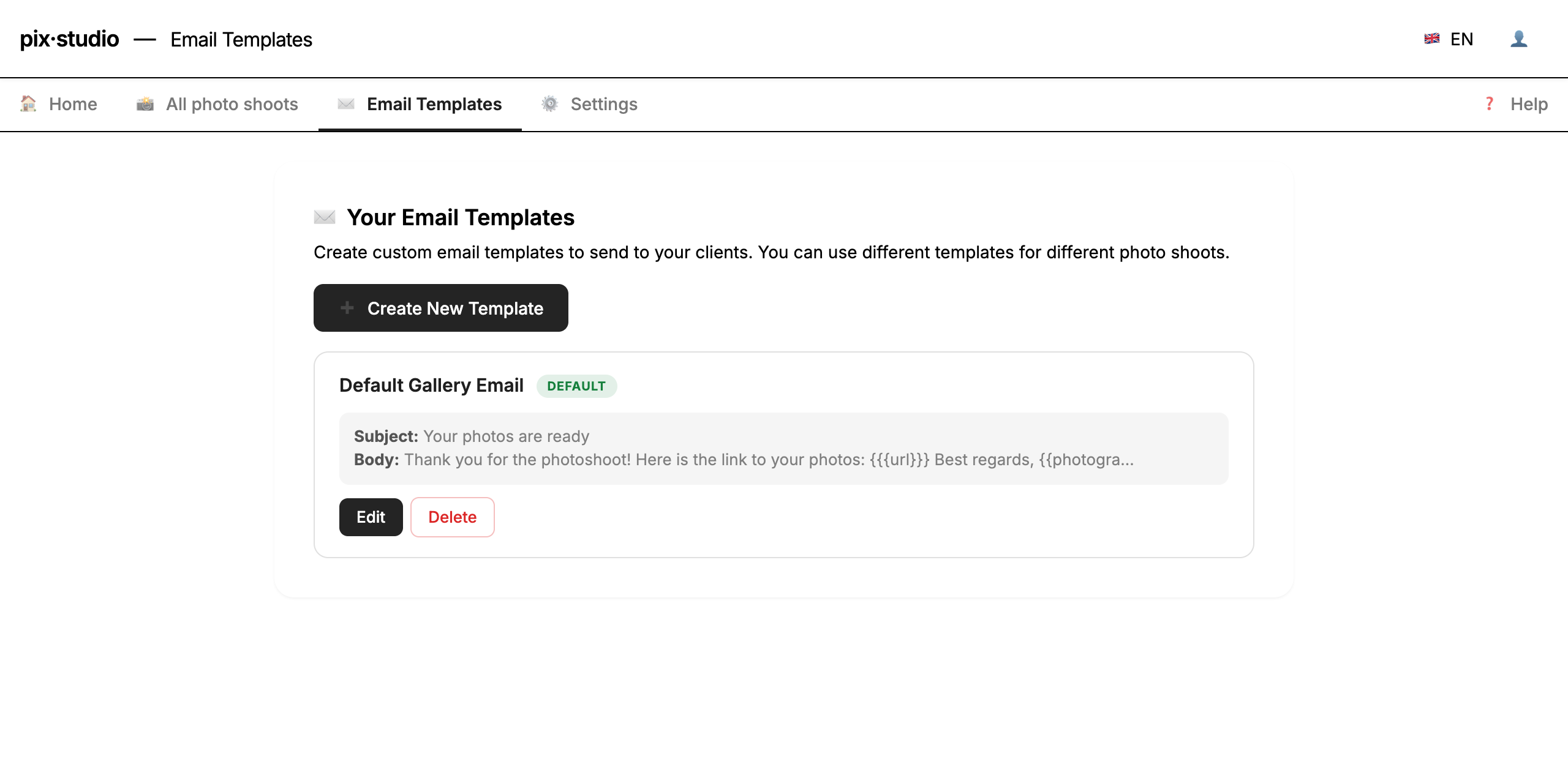 Email Templates list
